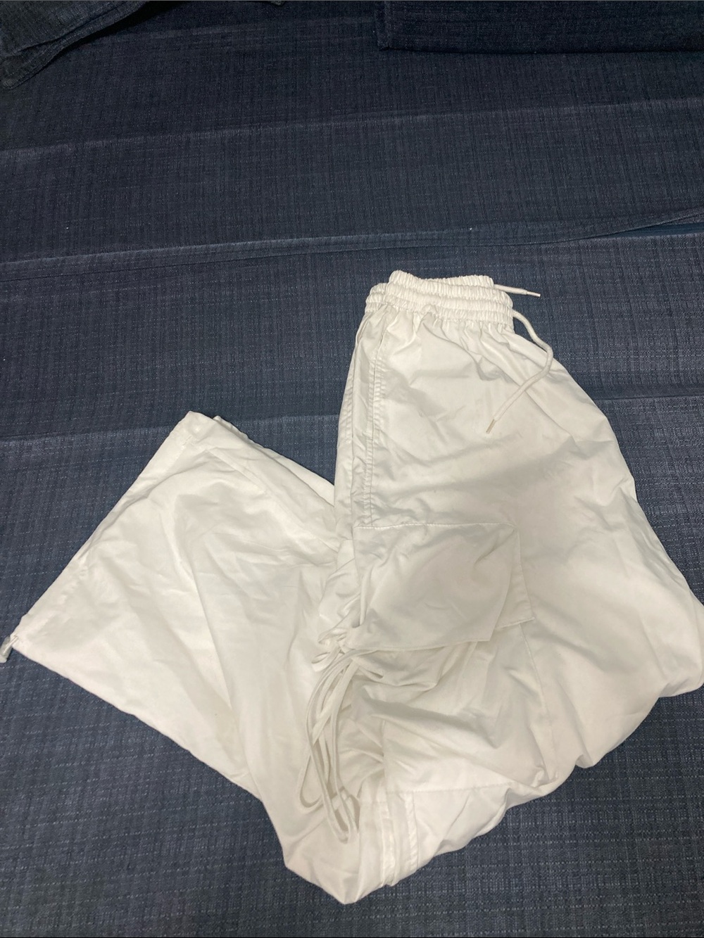 White Cargo Drawstring Pants - Picture 6 of 6